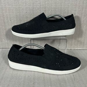 Skechers Women's Madison Ave Slip On Black Sparkle Flats Size 11 W 100122W